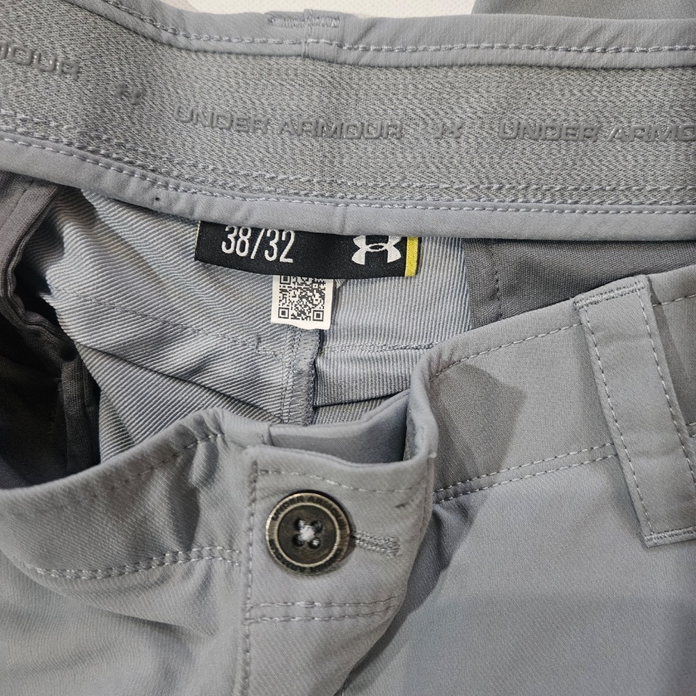 Under Armour Pants Mens 38x32 Gray Athletic Stretch Zip Closure Pockets - Picture 2 of 4